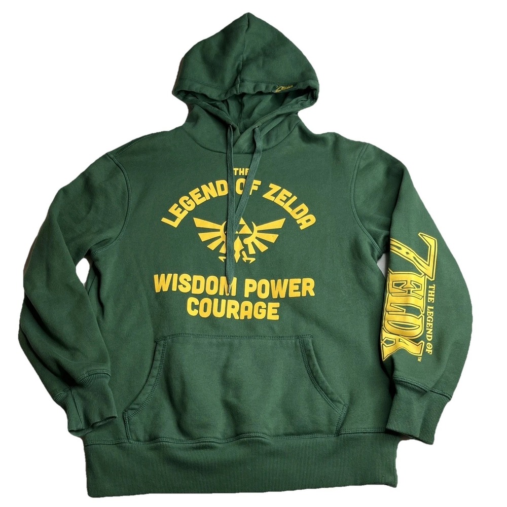 Legend of Zelda 2023 Hoodie Sweatshirt Pull Over Green S Wisdom Power Courage